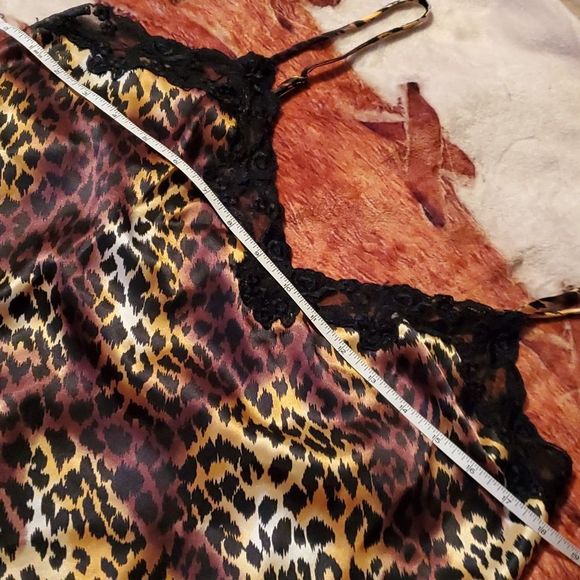 Y2K Victoria's Secret Leopard Print Crop‎ Slip Top Camisole Lace Bodice  Large - Picture 10 of 11